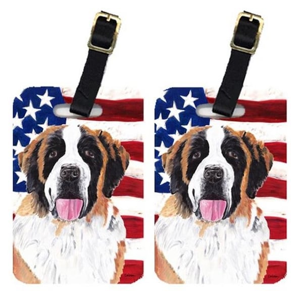 Carolines Treasures Carolines Treasures SC9027BT Pair Of USA American Flag With Saint Bernard Luggage Tags SC9027BT - main